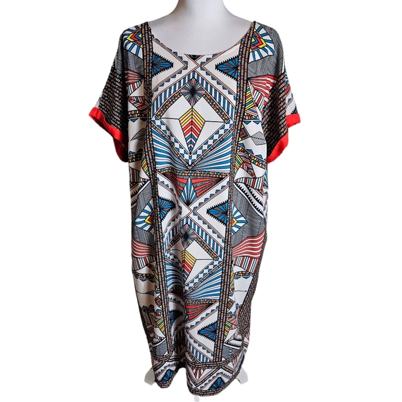 Gibson Latimer Dresses & Skirts - Gibson Latimer Aztec Geometric Print Shift Dress Size 2X Vibrant Multicolor Boho